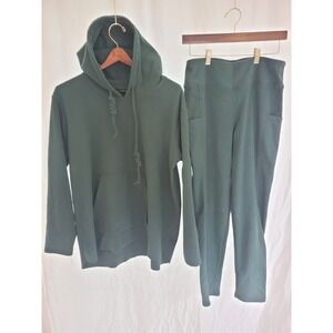 Coco + Carmen Womens L/XL Green Hoodie Leggings Lounge Set 2 Piece Athleisure